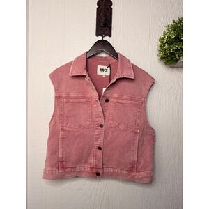 MKT Studio Villa Pacific Drill Blush Pink Denim Vest Jacket Size 38 NWT